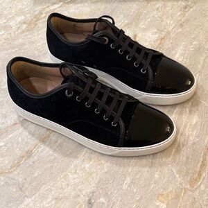 Lanvin Black Patent Suede Sneakers